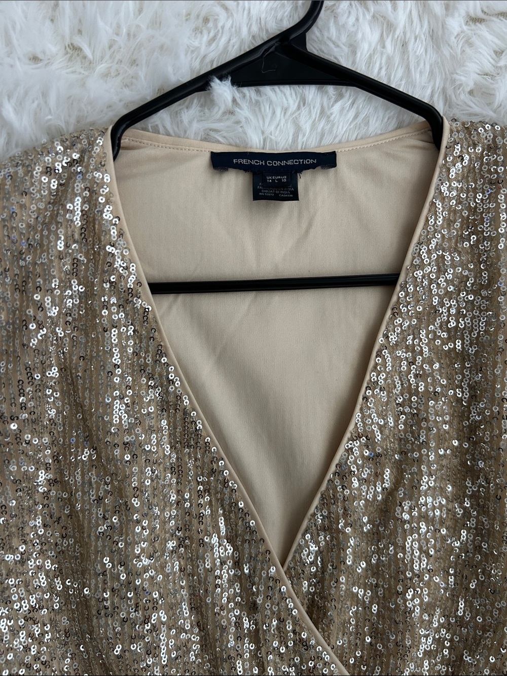 Sequin Wrap Top in Champagne Gold - Picture 2 of 4